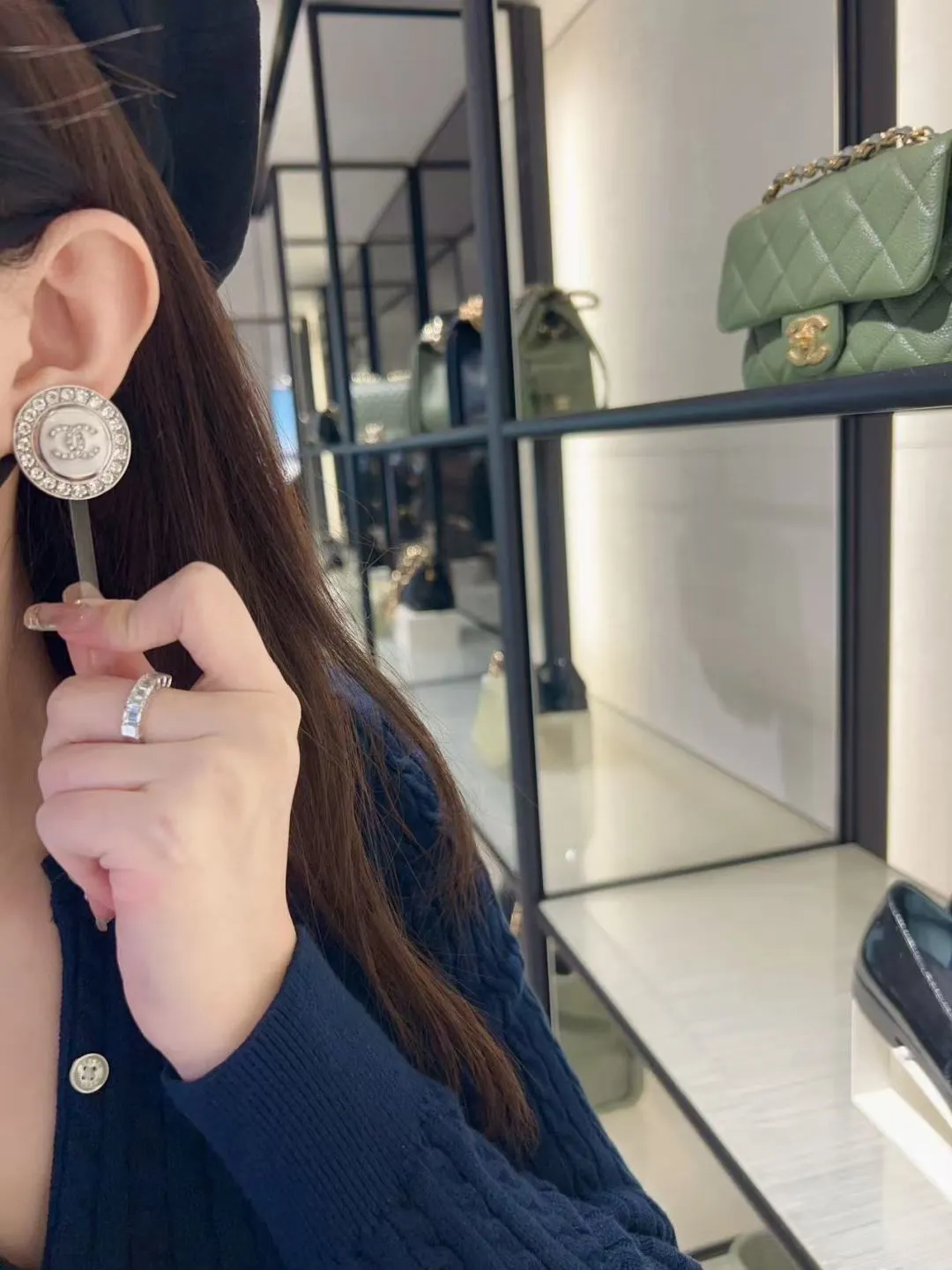 Crystal-Embellished Enamel Round Stud Earrings D15017434 — view 8