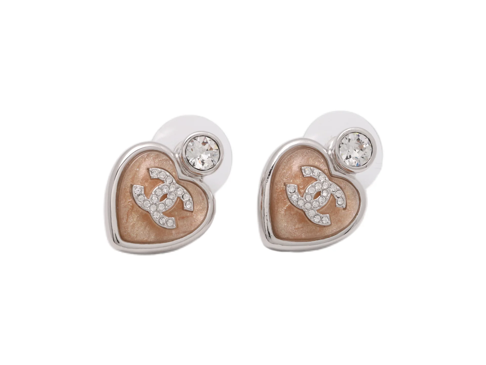 Heart Resin and Crystal CC Stud Earrings D14517133