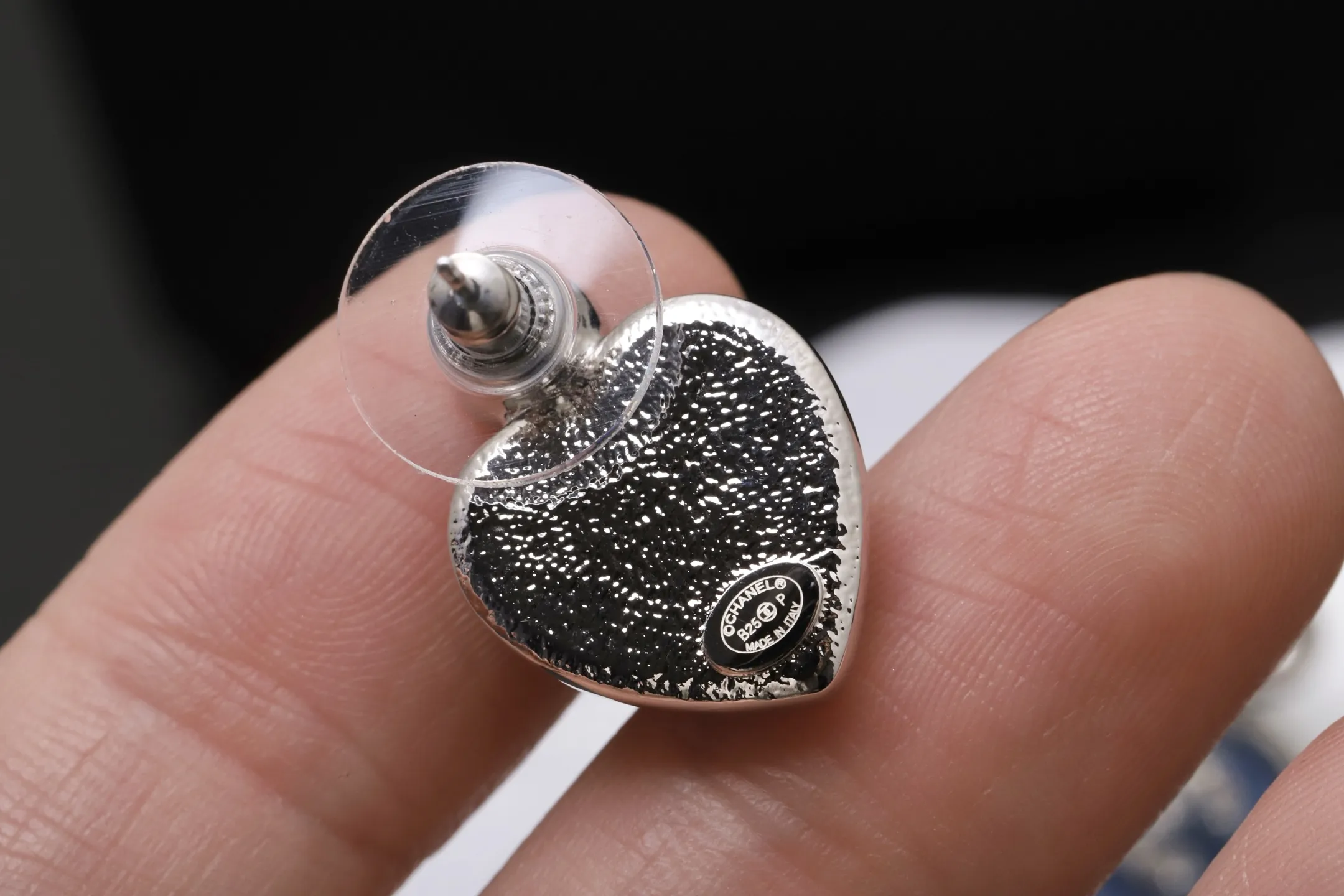 Heart Resin and Crystal CC Stud Earrings D14517435 — view 6