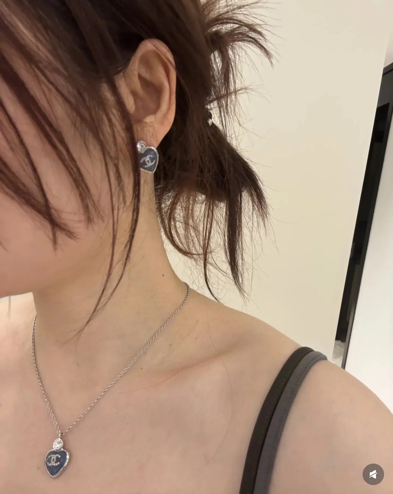 Heart Resin and Crystal CC Stud Earrings D14517435 — view 9