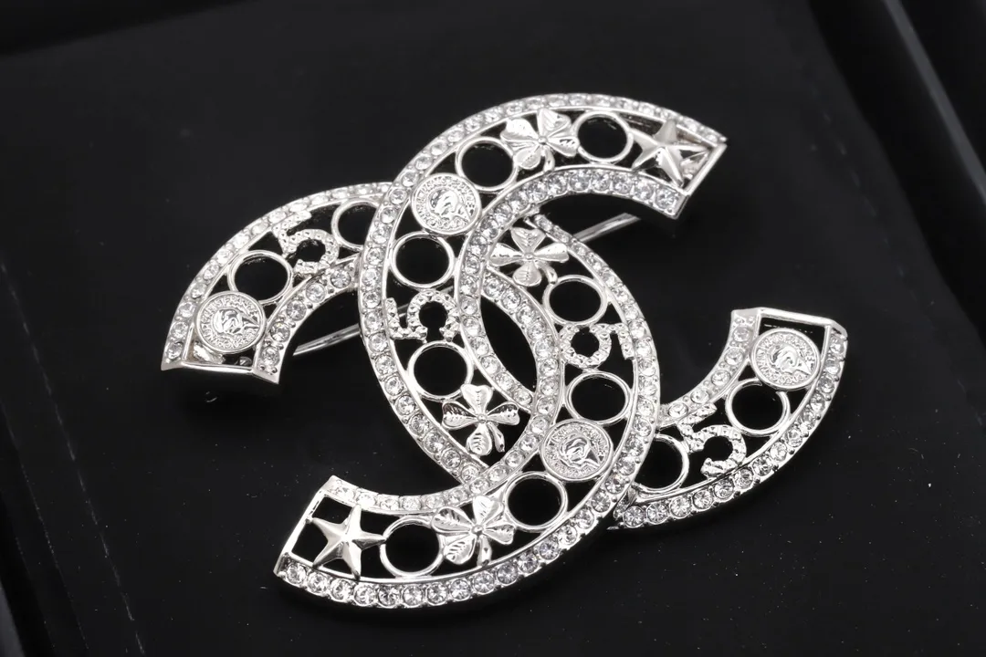 Crystal-Embellished Cut-Out CC Brooch D17017239 — view 7