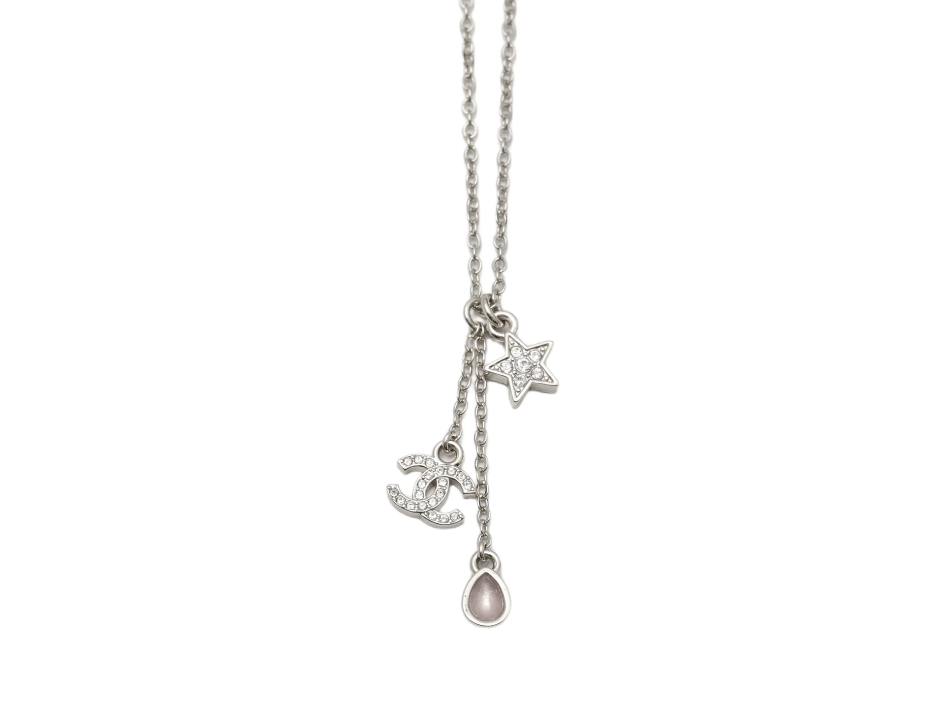 Star and Double C Crystal Fringe Necklace D14017180