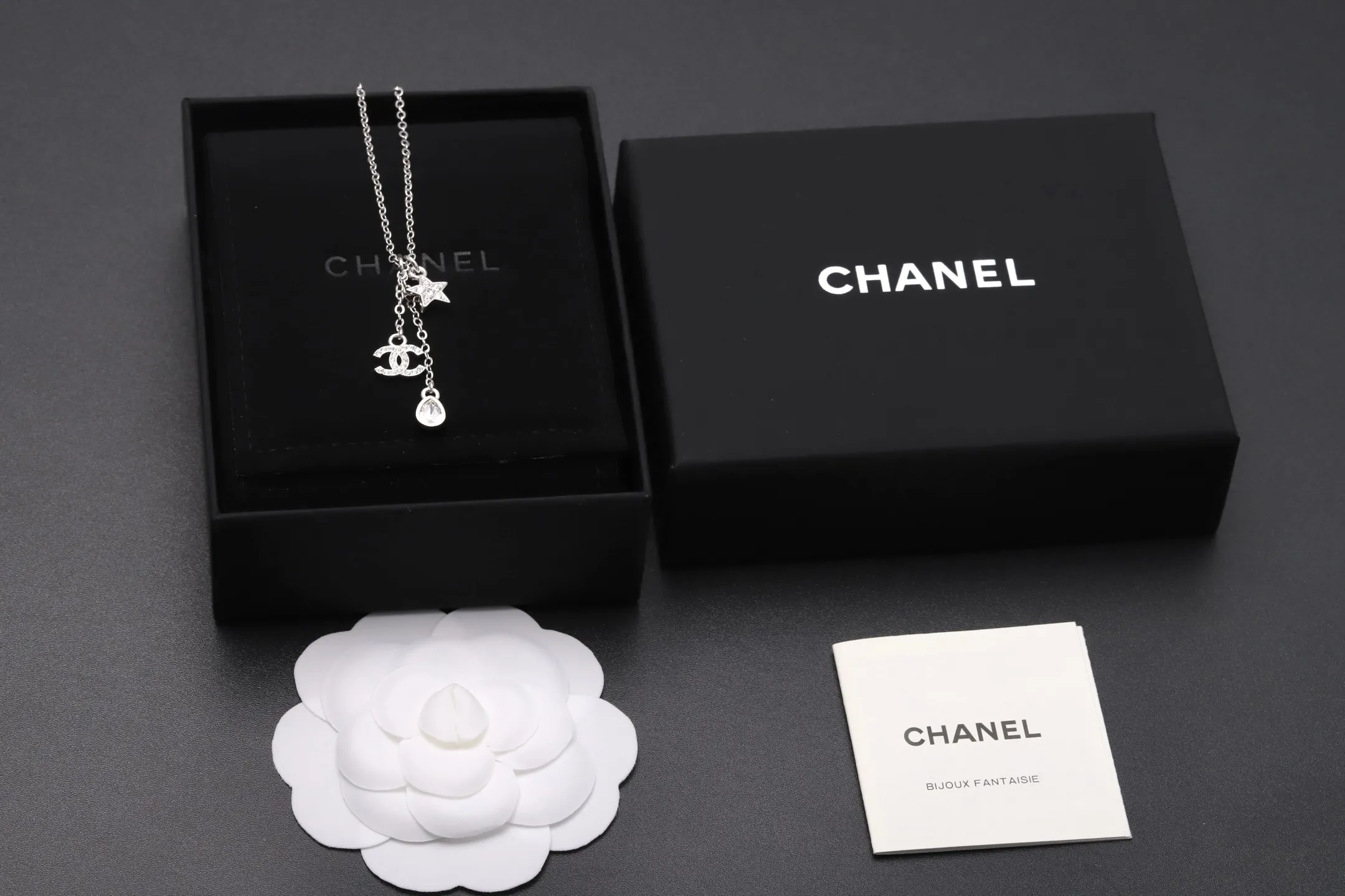 Star and Double C Crystal Fringe Necklace D14017180 — view 2