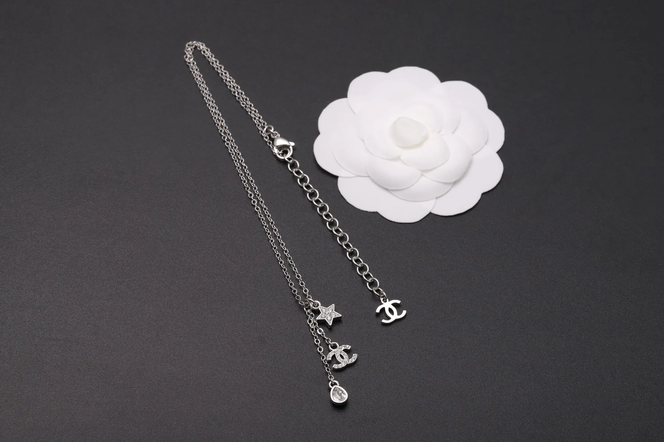 Star and Double C Crystal Fringe Necklace D14017180 — view 8
