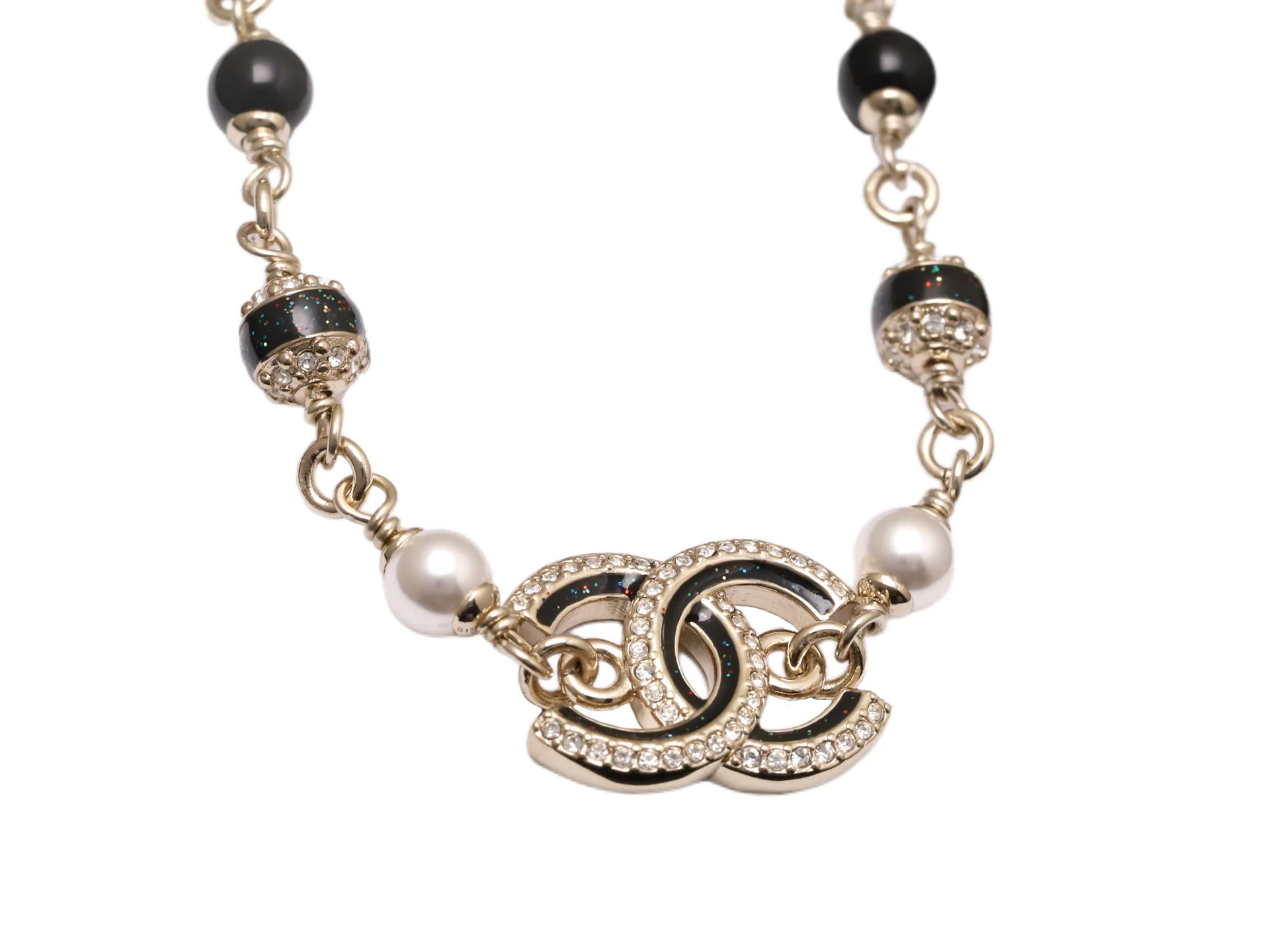 Double C Enamel and Crystal Pendant Necklace D17017308