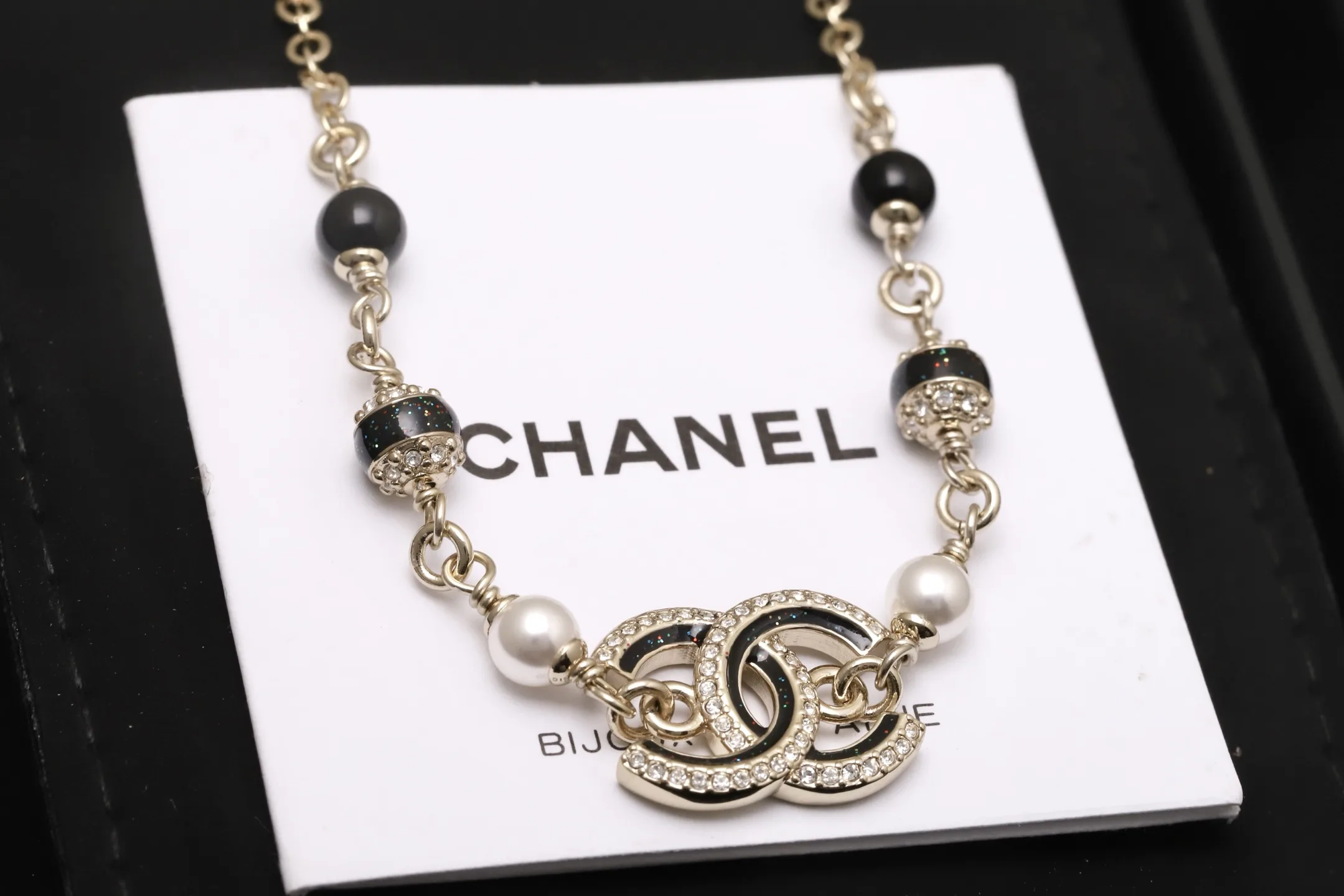 Double C Enamel and Crystal Pendant Necklace D17017308 — view 3