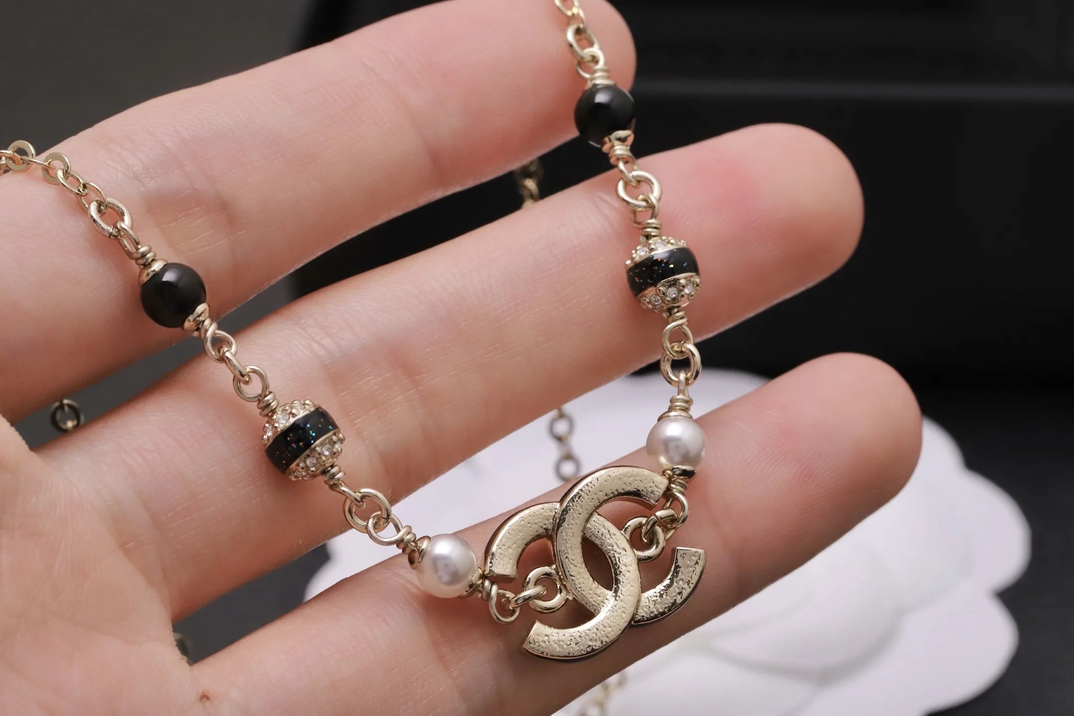 Double C Enamel and Crystal Pendant Necklace D17017308 — view 5