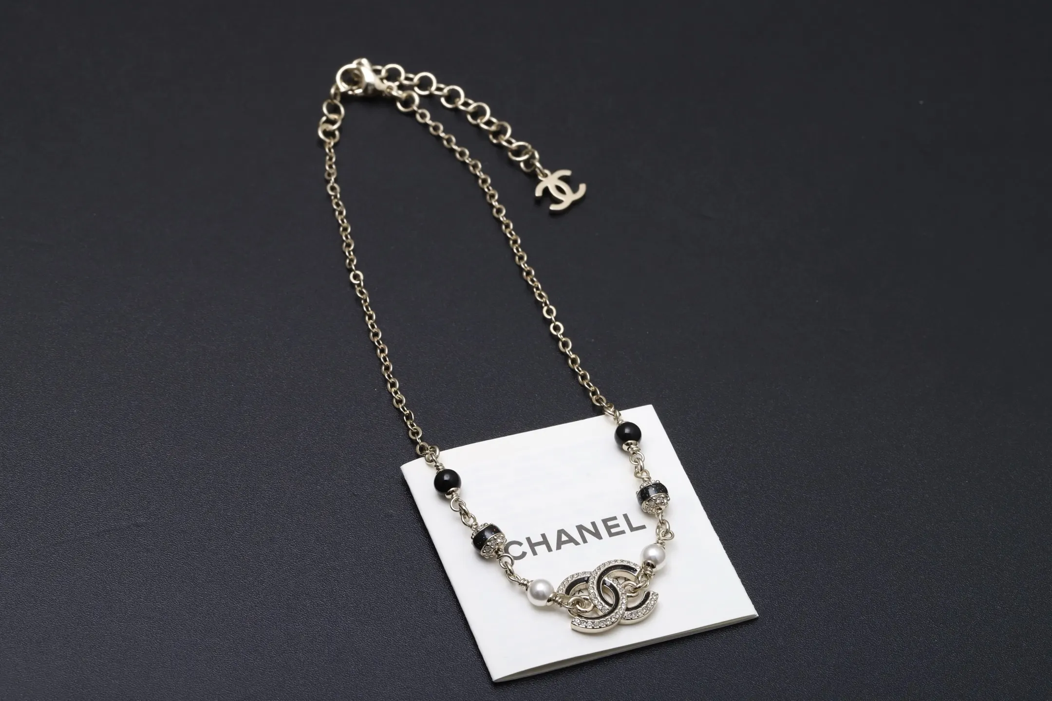 Double C Enamel and Crystal Pendant Necklace D17017308 — view 8