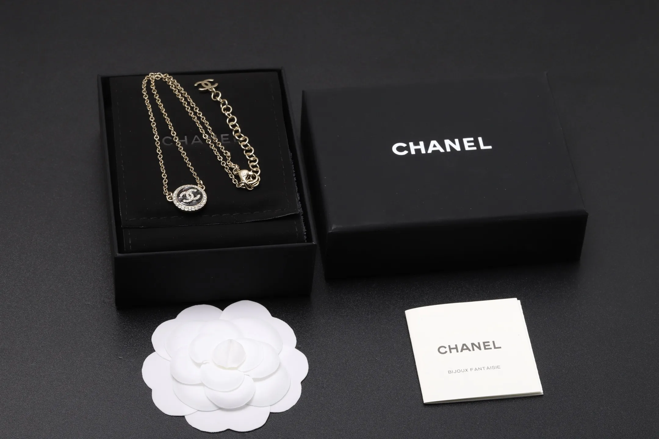 Enamel CC Logo Pendant Necklace D14017339