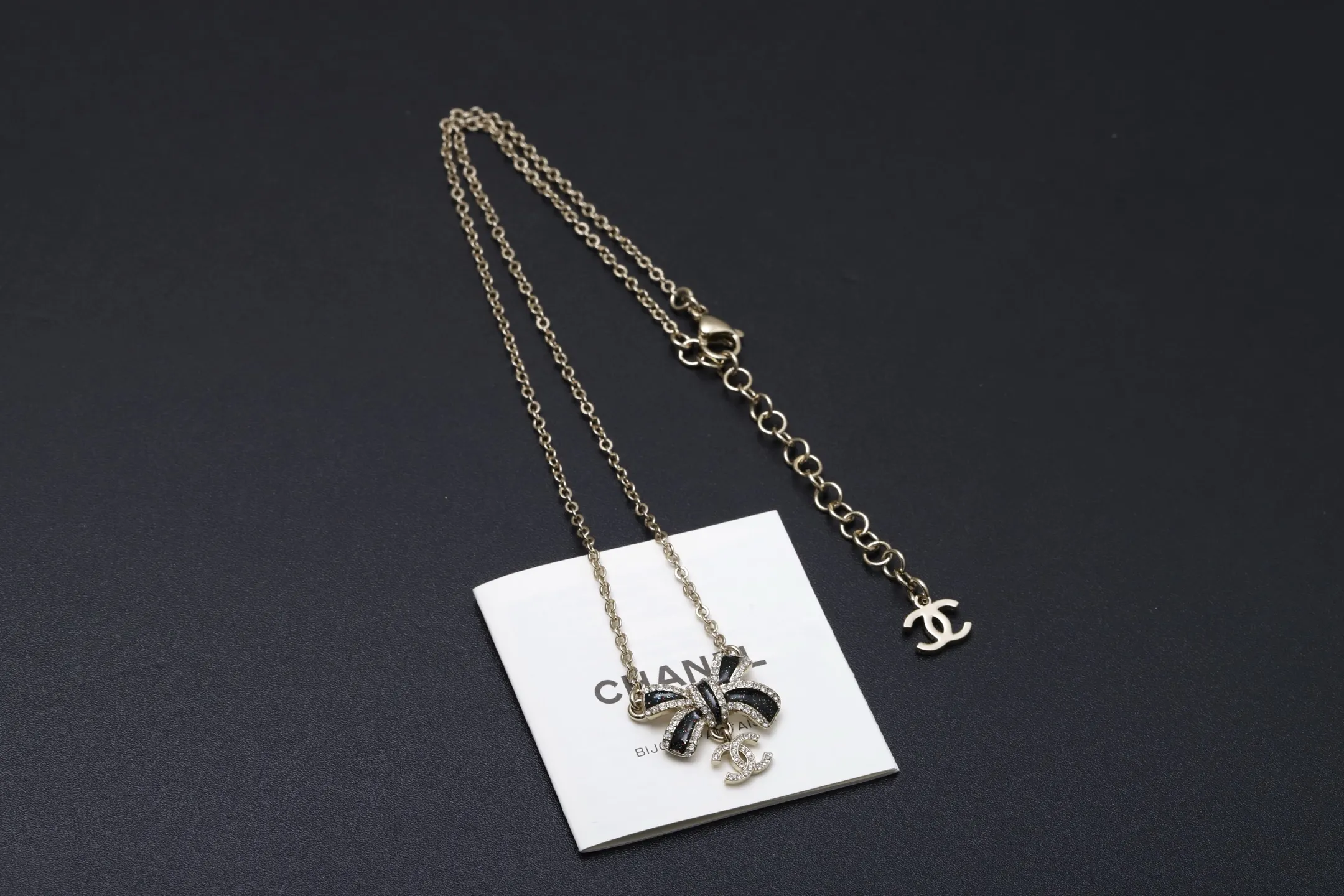 Glitter Bow and Crystal CC Pendant Necklace D15517305 — view 7
