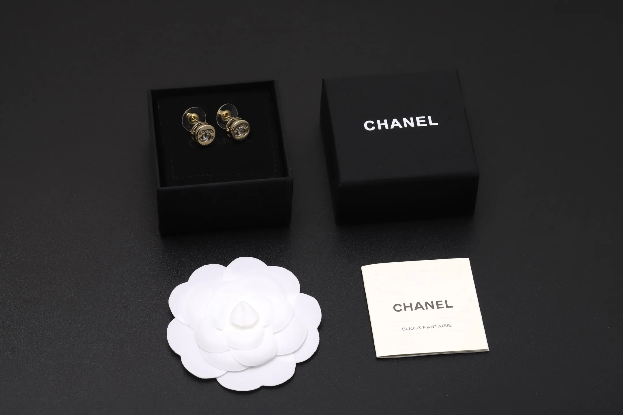 Crystal-Embellished Interlocking C Stud Earrings D11017431 — view 2