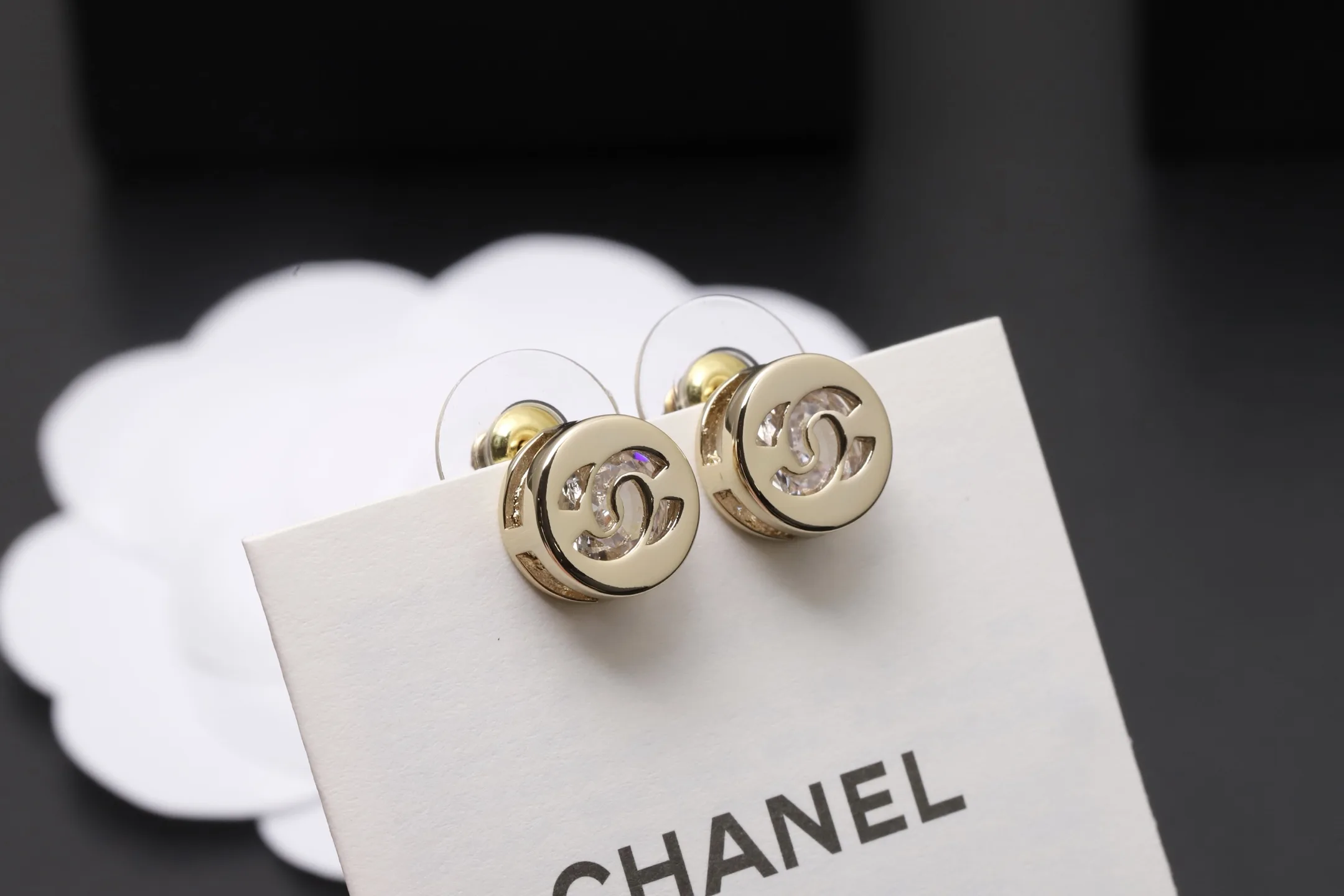 Crystal-Embellished Interlocking C Stud Earrings D11017431 — view 3