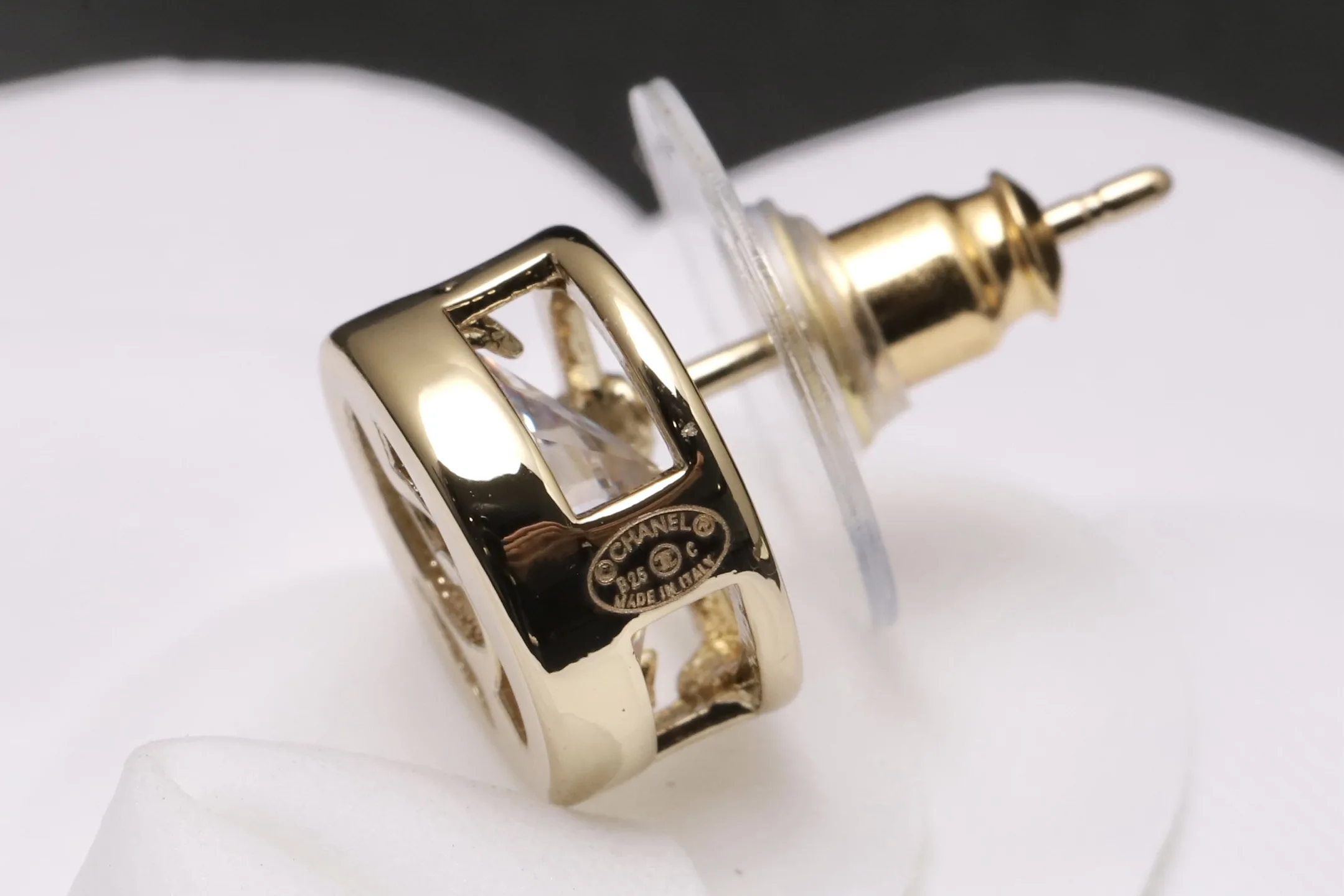 Crystal-Embellished Interlocking C Stud Earrings D11017431 — view 5