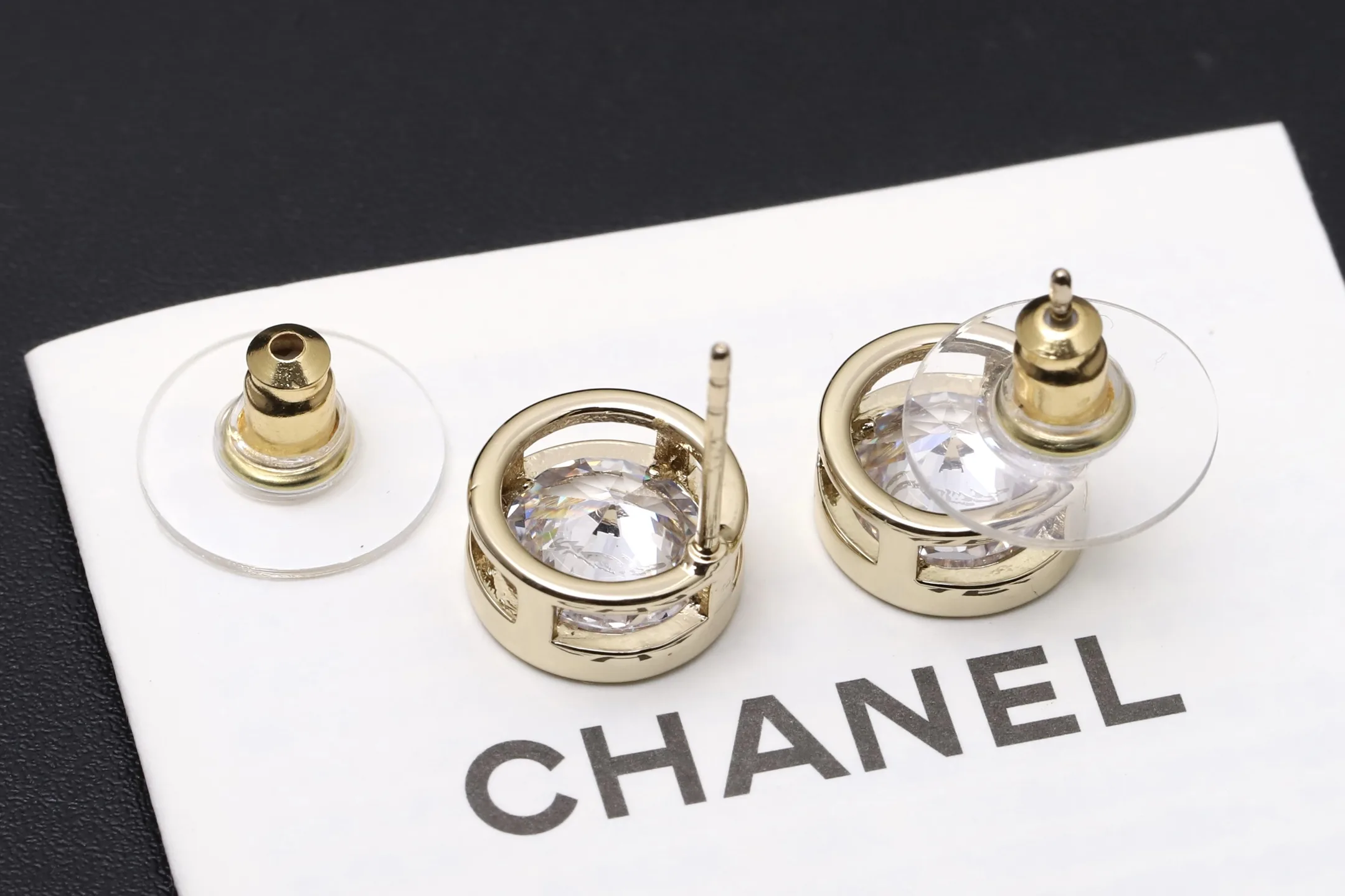 Crystal-Embellished Interlocking C Stud Earrings D11017431 — view 6