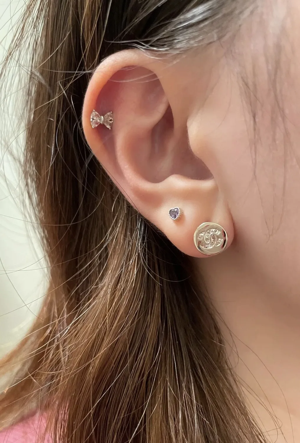Crystal-Embellished Interlocking C Stud Earrings D11017431 — view 9