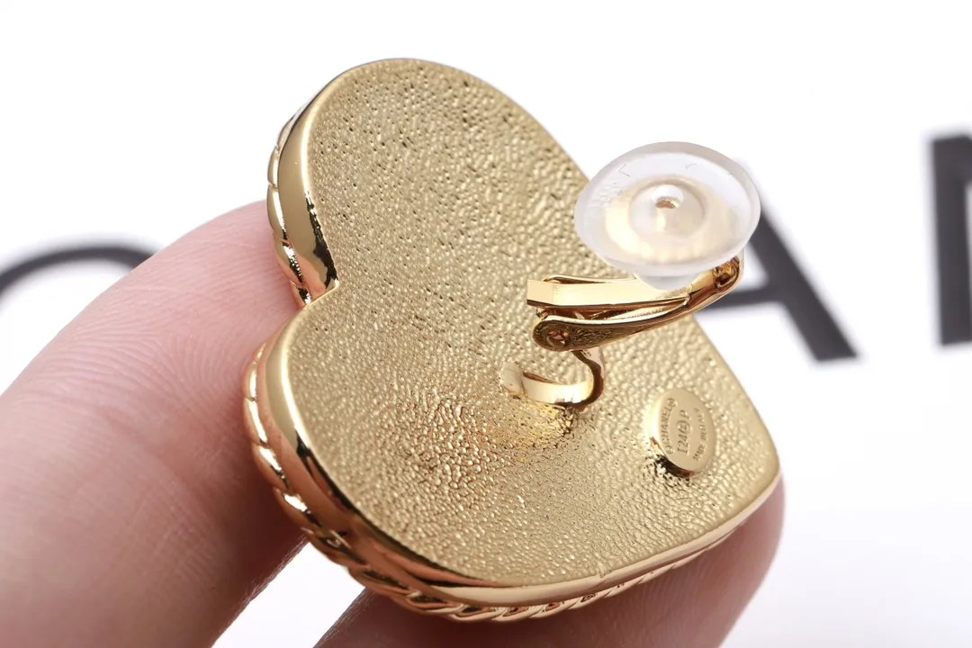 Heart-Shaped Denim Enamel Clip-On Earrings D17017421 — view 7