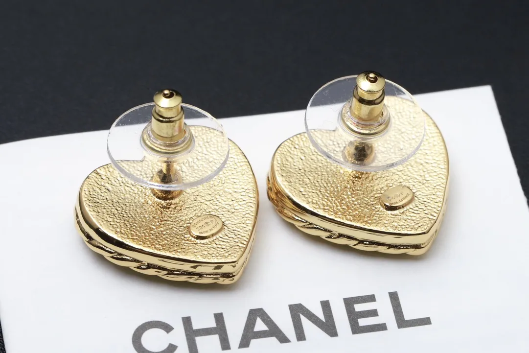 CC Heart Denim Enamel Stud Earrings D14017422 — view 6