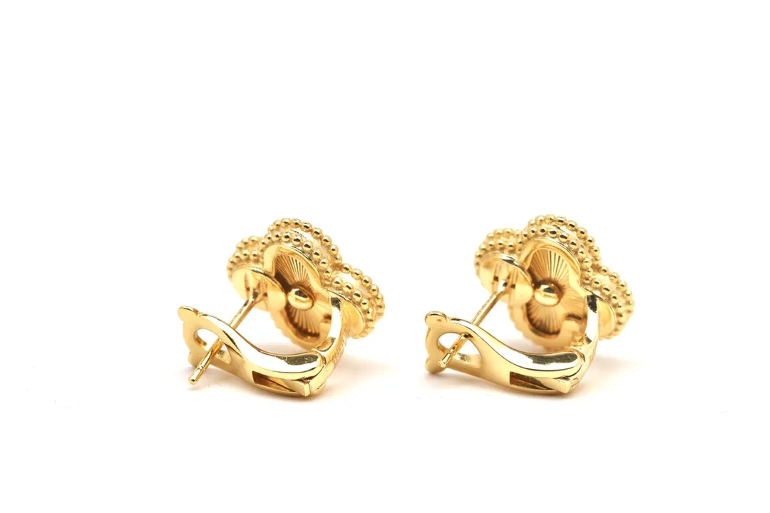 Guilloché Four-Leaf Clover Hoop Earrings (Sterling Silver) D21016935 — view 2
