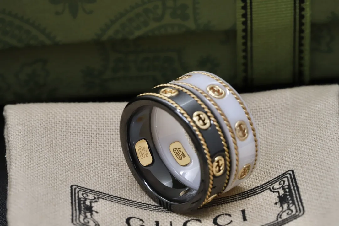 Icon Double G Ceramic and Gold-Tone Ring D12017626 — view 6