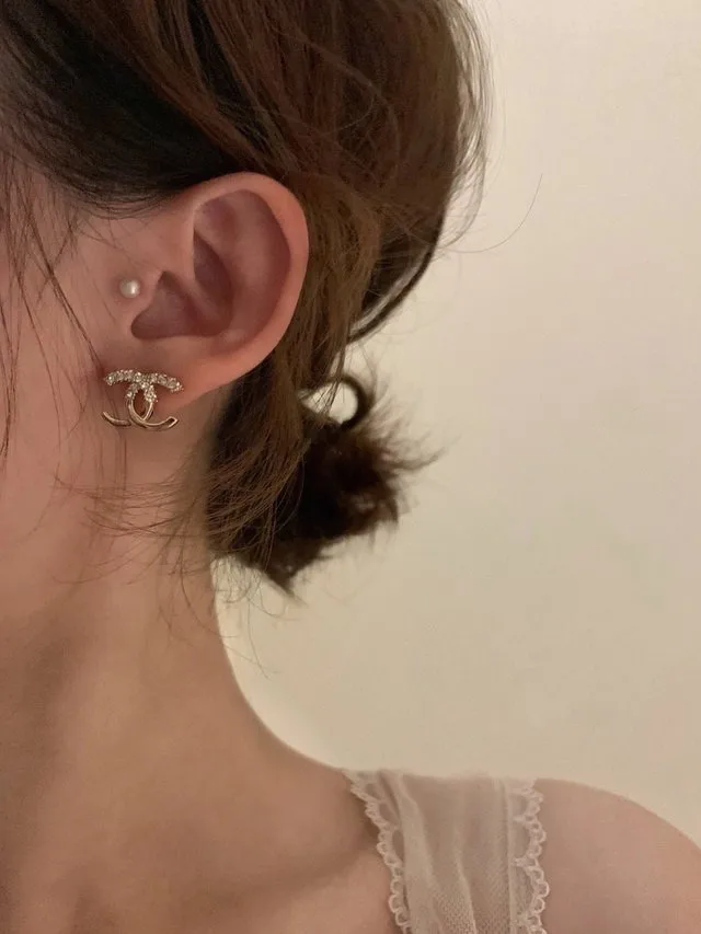 Crystal-Embellished Double C Stud Earrings D13017424 — view 8