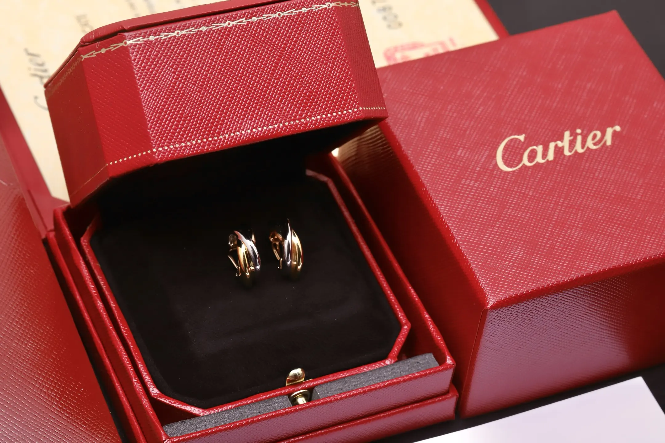 Trinity Interlocking Tri-Color Hoop Earrings D11516874 — view 2