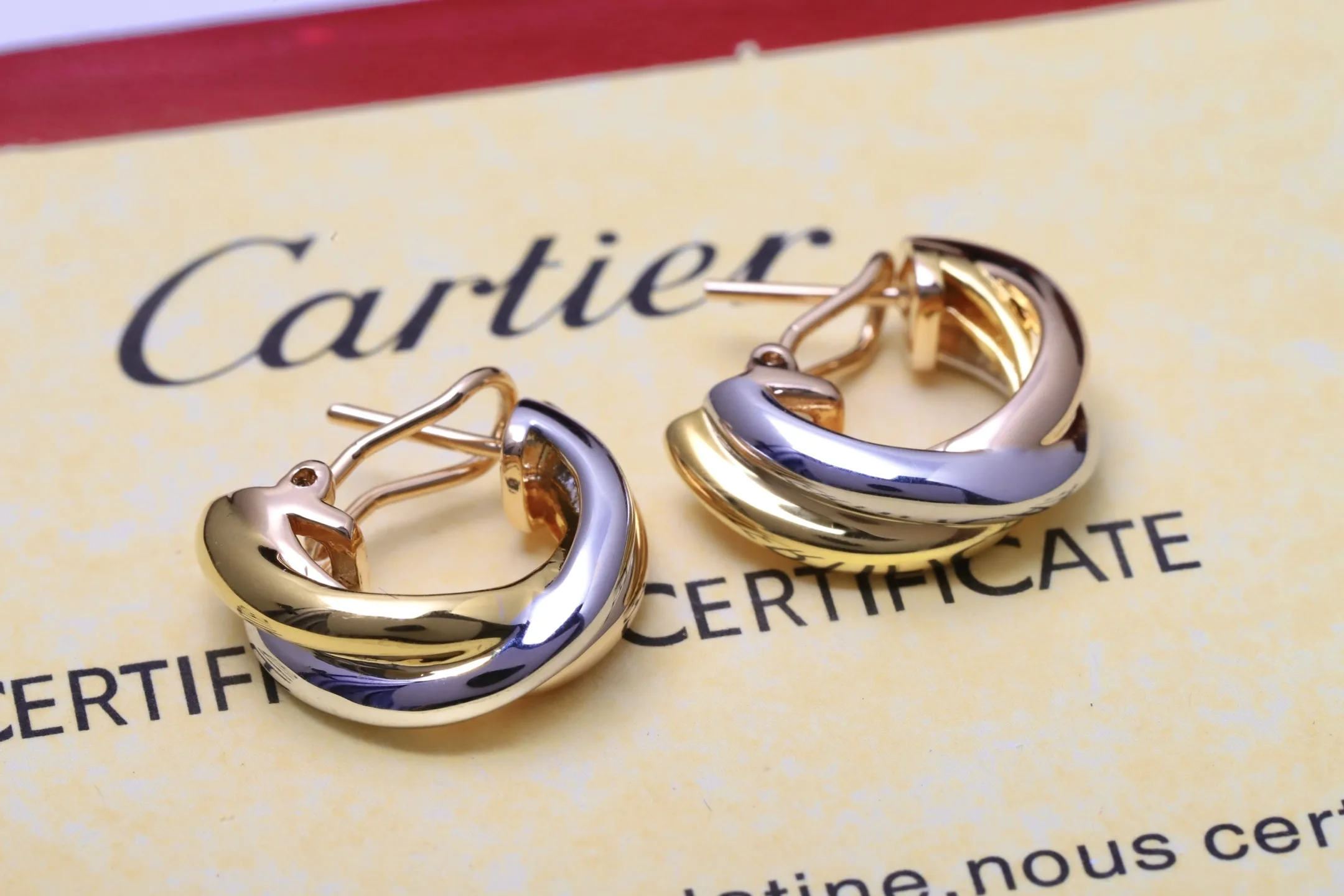 Trinity Interlocking Tri-Color Hoop Earrings D11516874 — view 5