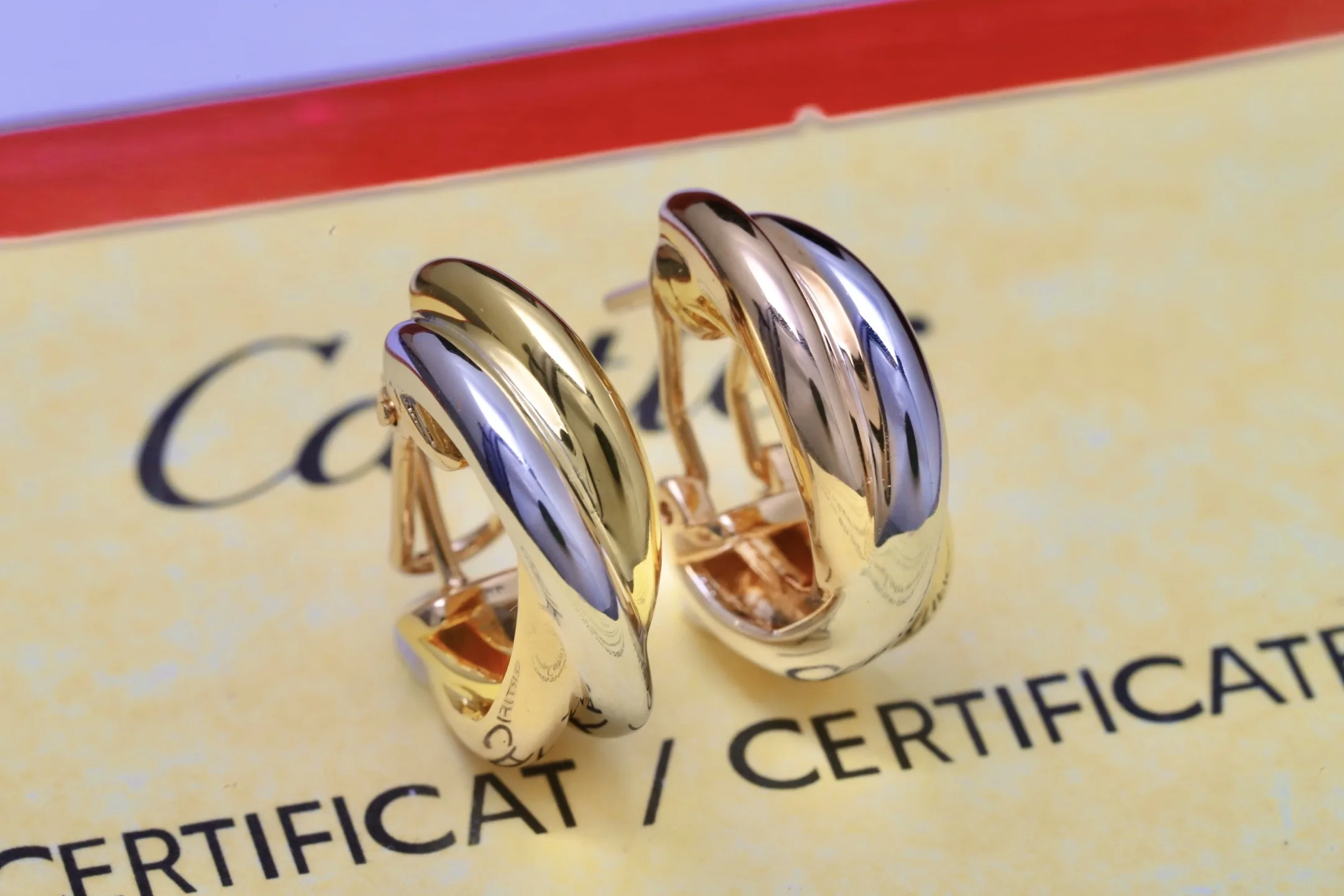 Trinity Interlocking Tri-Color Hoop Earrings D11516874 — view 6