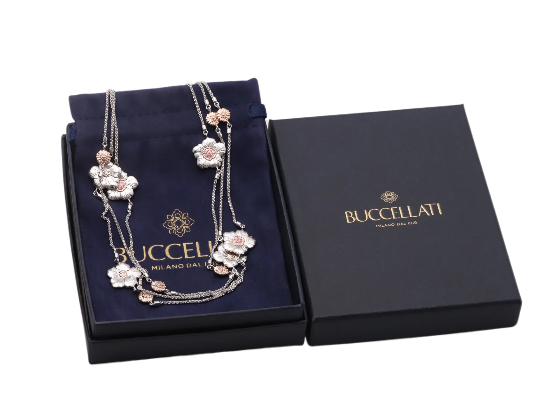 Buccellati Gardenia Flower Long Necklace (Sterling Silver) D215016730 — view 2