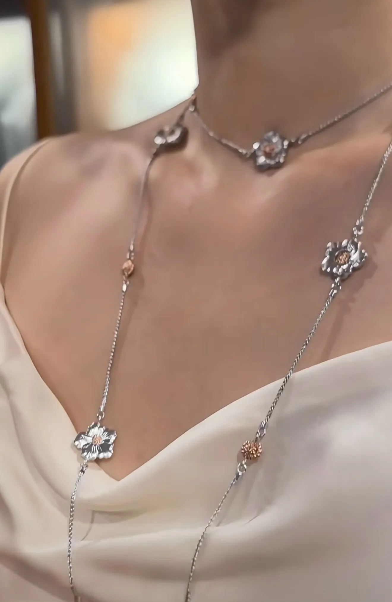 Buccellati Gardenia Flower Long Necklace (Sterling Silver) D215016730 — view 9
