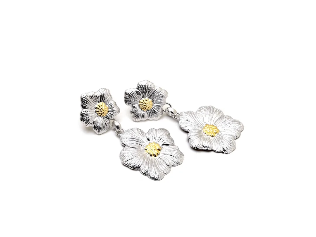 Gardenia Blossom Drop Earrings (Sterling Silver) D79516833 — view 2