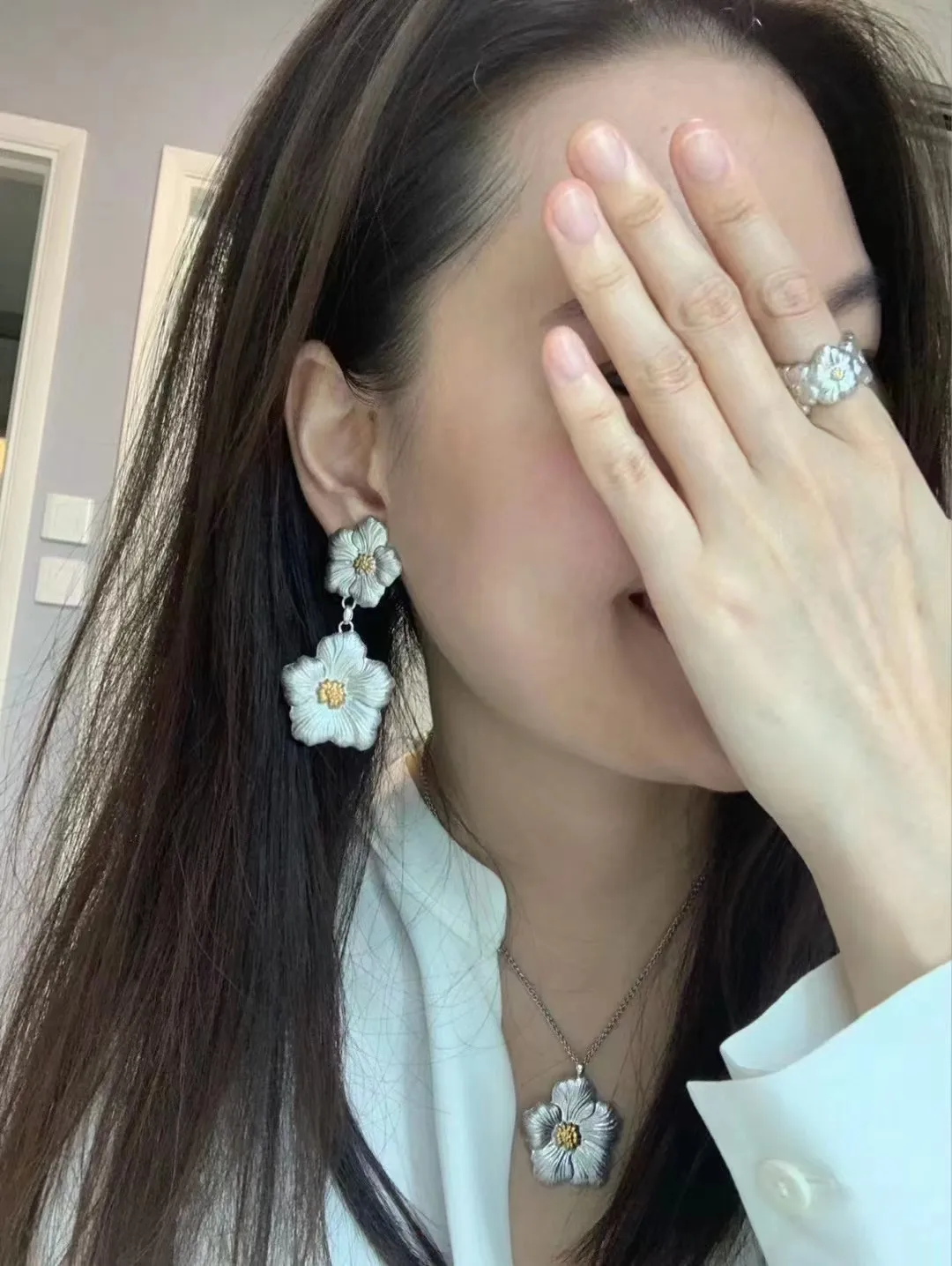 Gardenia Blossom Drop Earrings (Sterling Silver) D79516833 — view 9