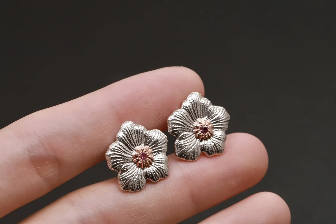 Gardenia Blossom Stud Earrings (Sterling Silver) D34016834 — view 6