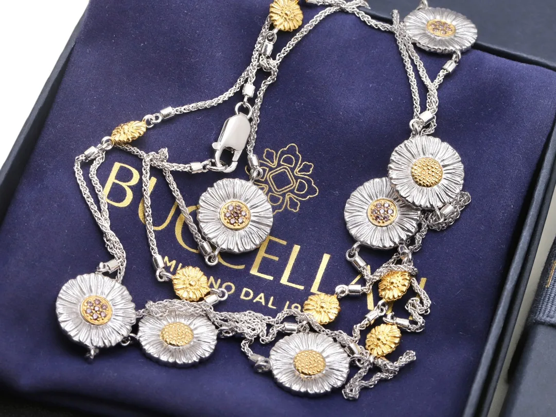Buccellati Daisy Long Station Necklace (Sterling Silver) D215016727 — view 3