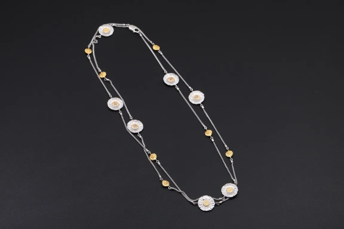 Buccellati Daisy Long Station Necklace (Sterling Silver) D215016727 — view 7