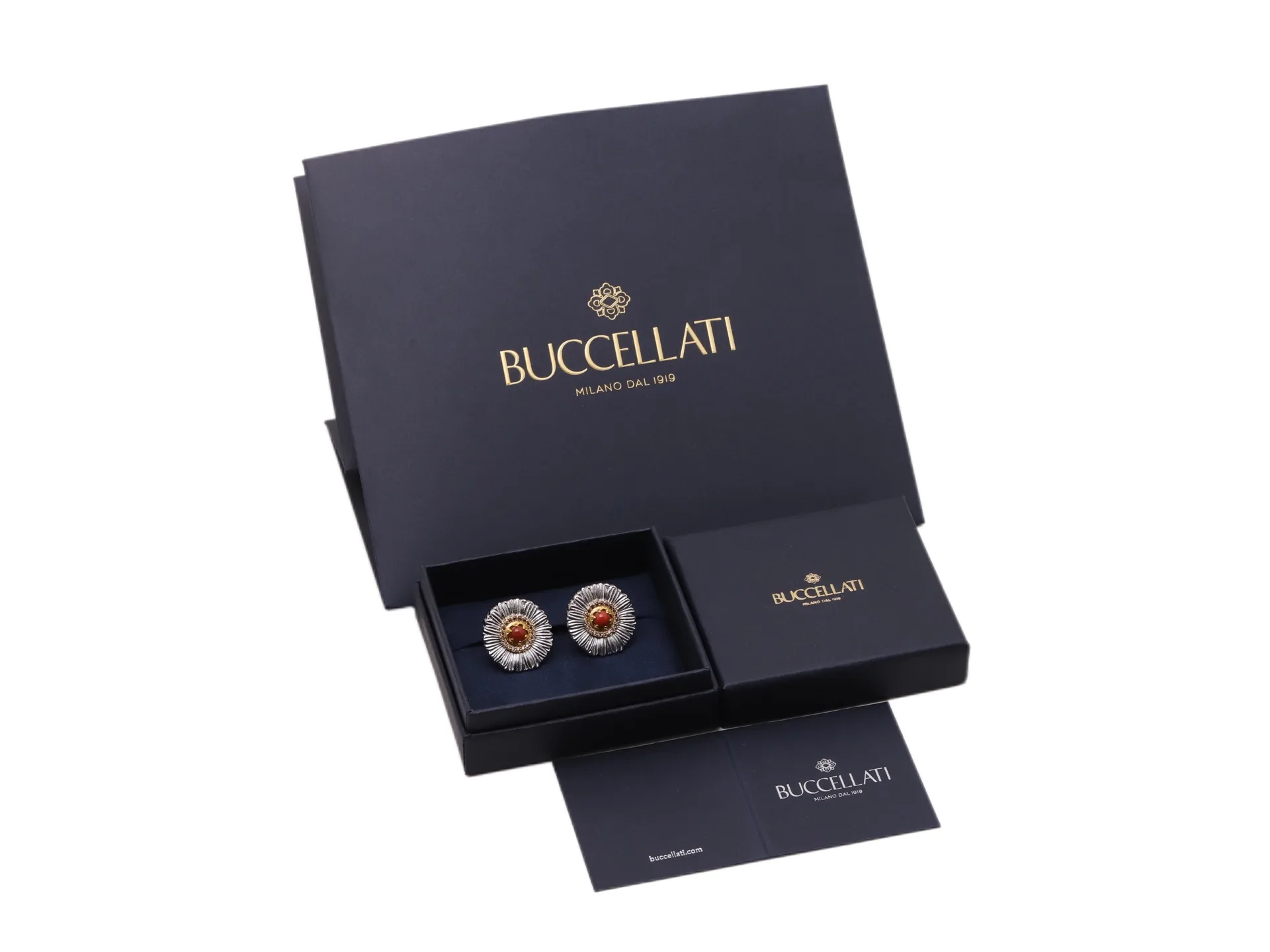 Buccellati Daisy Carnelian Stud Earrings (Sterling Silver) D74516846 — view 2