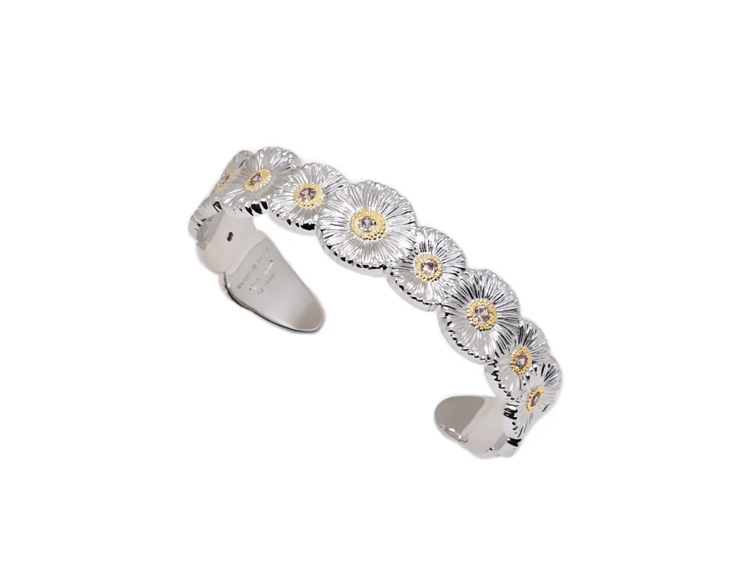 Daisy Diamond-Set Cuff Bangle (Sterling Silver) D200016721 — view 3
