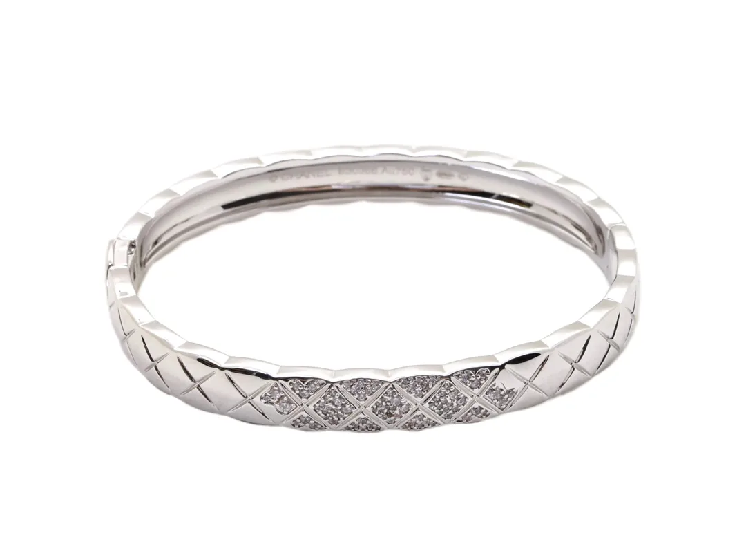 Coco Crush Quilted Bangle with Diamonds (Gold-Plated Brass) D22017706