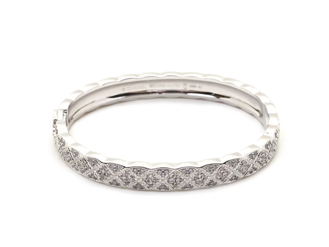 Coco Crush Quilted Bangle with Crystals (Gold-Plated Brass) D29017707