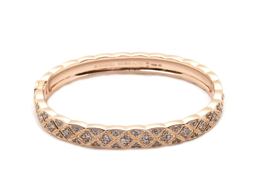 Coco Crush Quilted Bangle with Crystals (Gold-Plated Brass) D29017707 — view 2