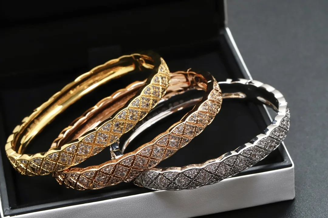 Coco Crush Quilted Bangle with Crystals (Gold-Plated Brass) D29017707 — view 5