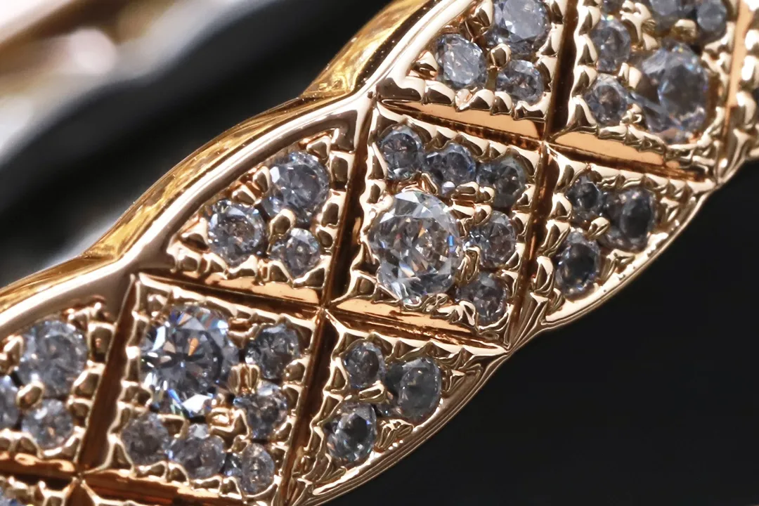 Coco Crush Quilted Bangle with Crystals (Gold-Plated Brass) D29017707 — view 6