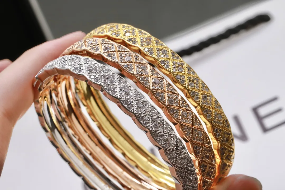 Coco Crush Quilted Bangle with Crystals (Gold-Plated Brass) D29017707 — view 7