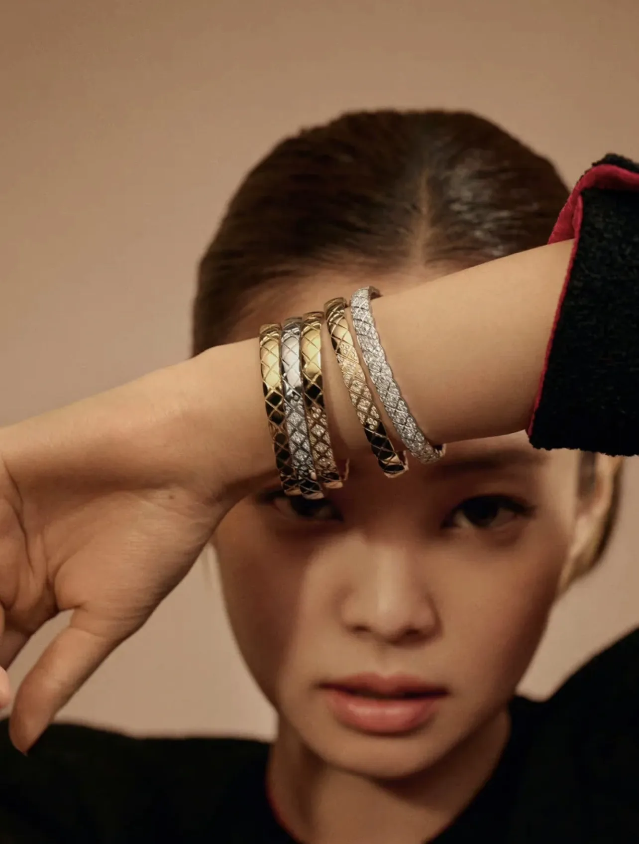 Coco Crush Quilted Bangle with Crystals (Gold-Plated Brass) D29017707 — view 9