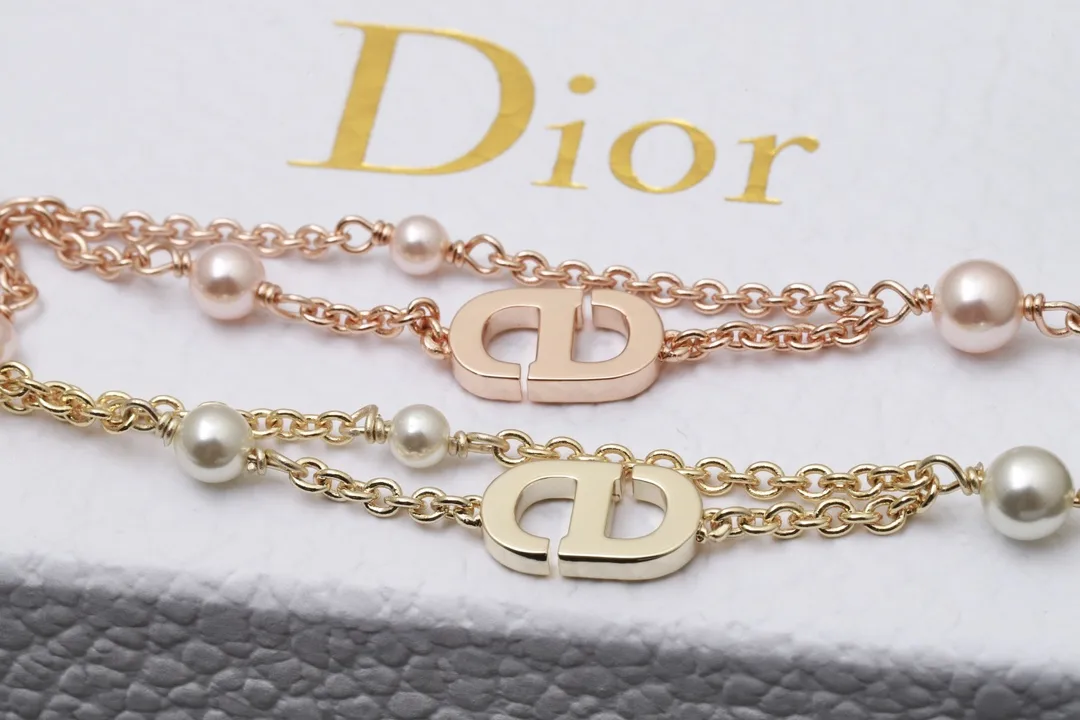CD Navy Multi-Chain Pearl Bracelet (Gold-Plated Brass) D15017470 — view 8