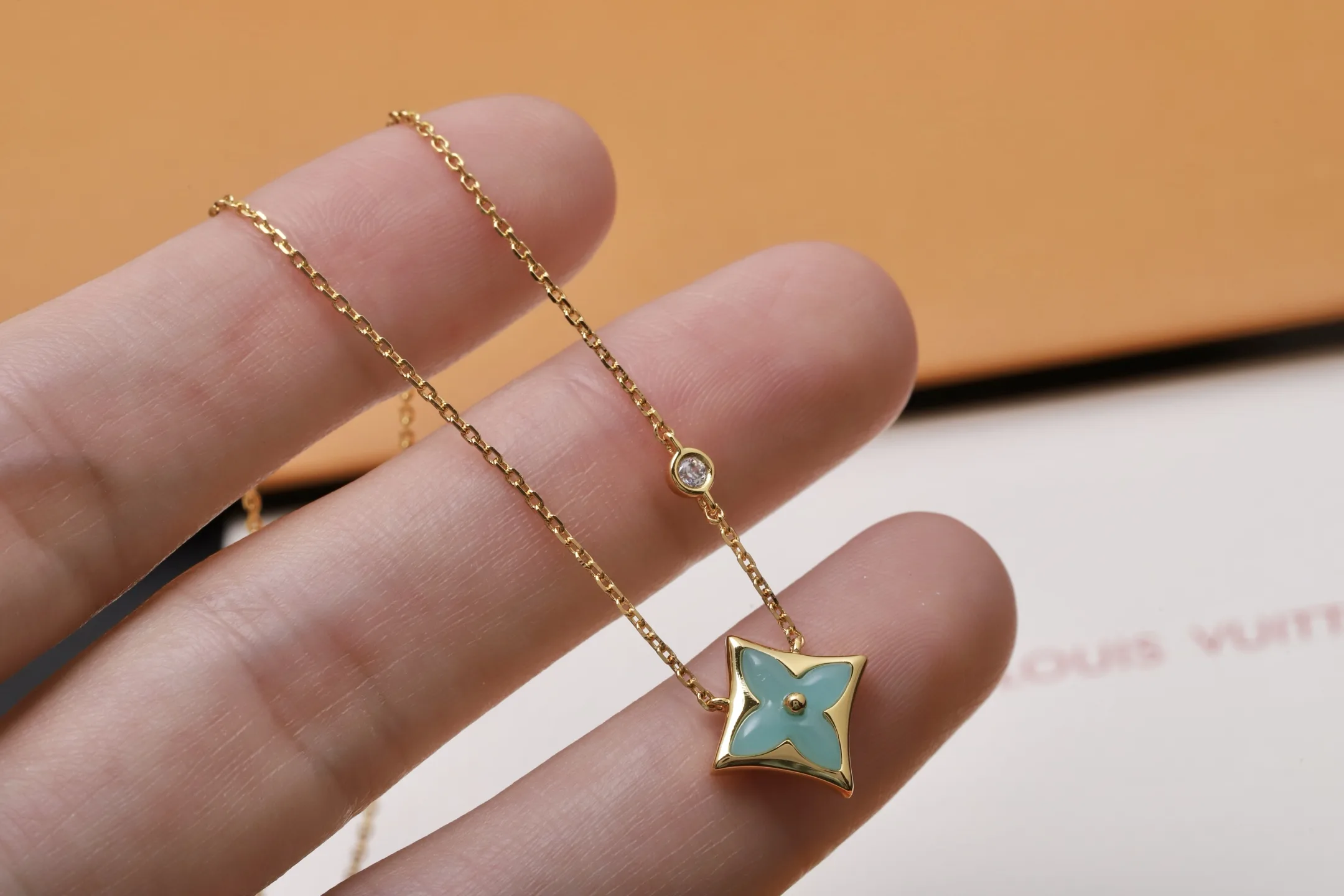 Color Blossom BB Star Amazonite Necklace (Gold-Plated Brass) D15517389 — view 4
