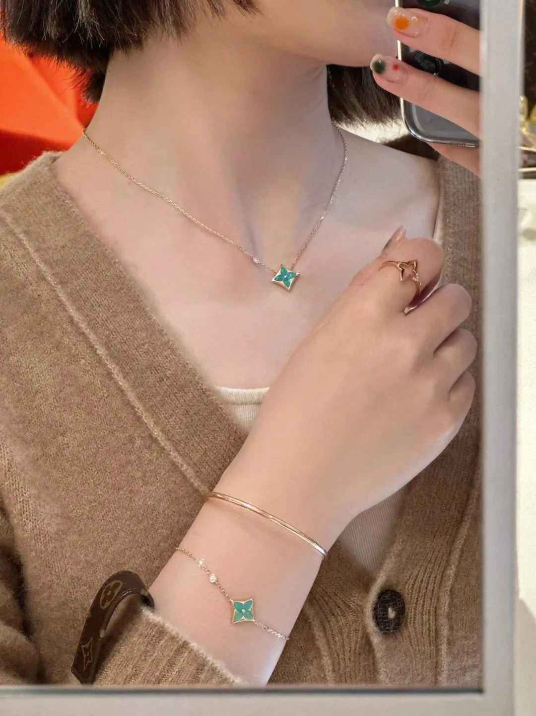 Color Blossom BB Star Amazonite Necklace (Gold-Plated Brass) D15517389 — view 9