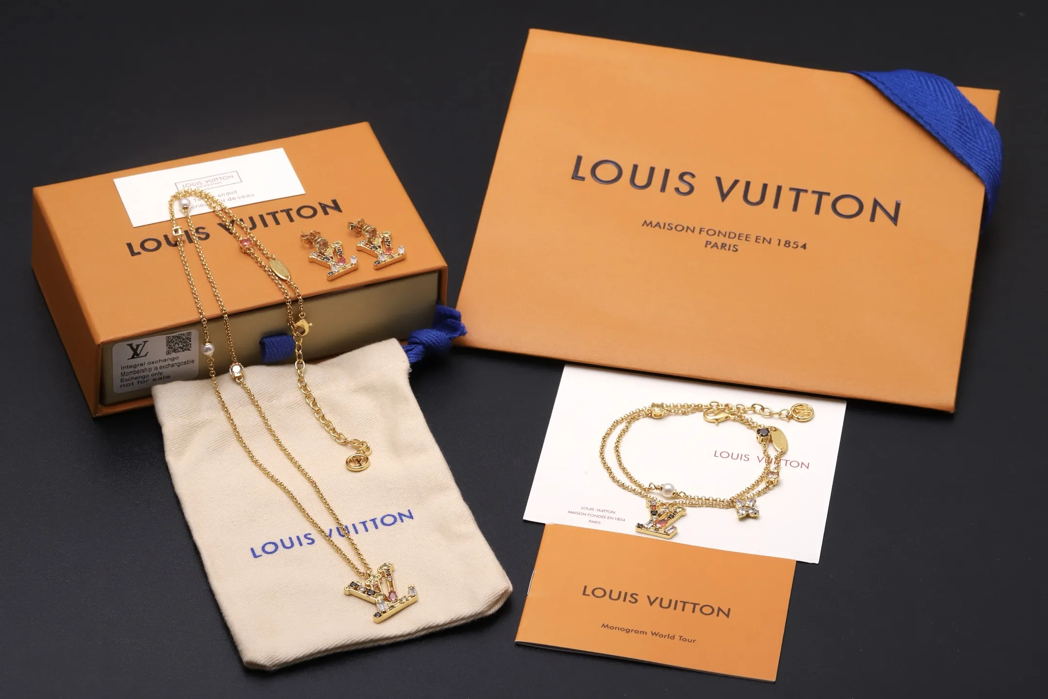 LV Initial Crystal-Embellished Stud Earrings D14017379 — view 2