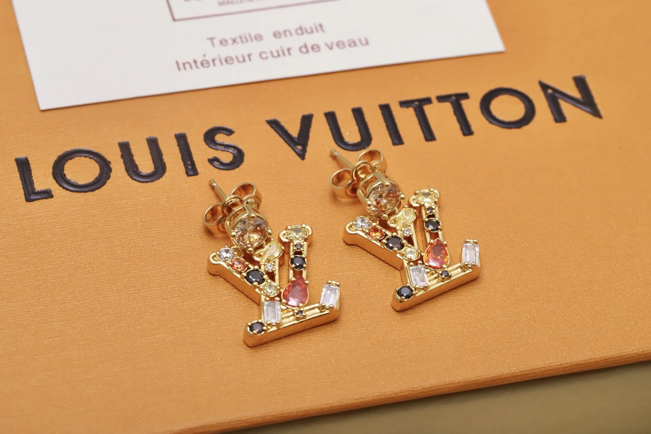 LV Initial Crystal-Embellished Stud Earrings D14017379 — view 3