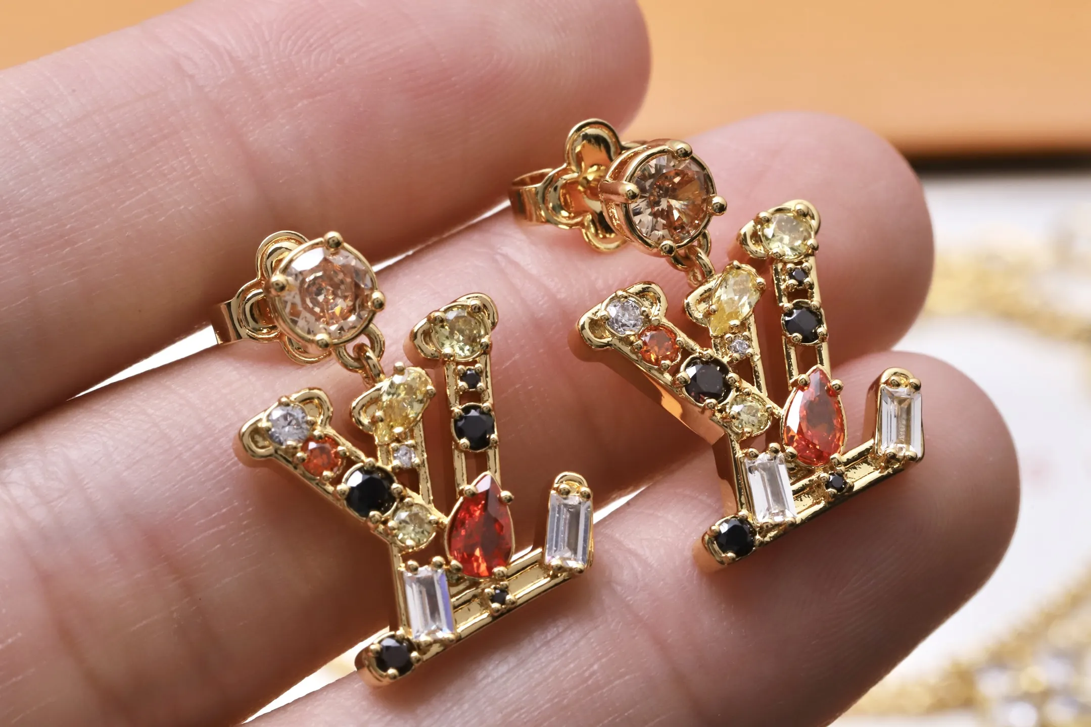 LV Initial Crystal-Embellished Stud Earrings D14017379 — view 6
