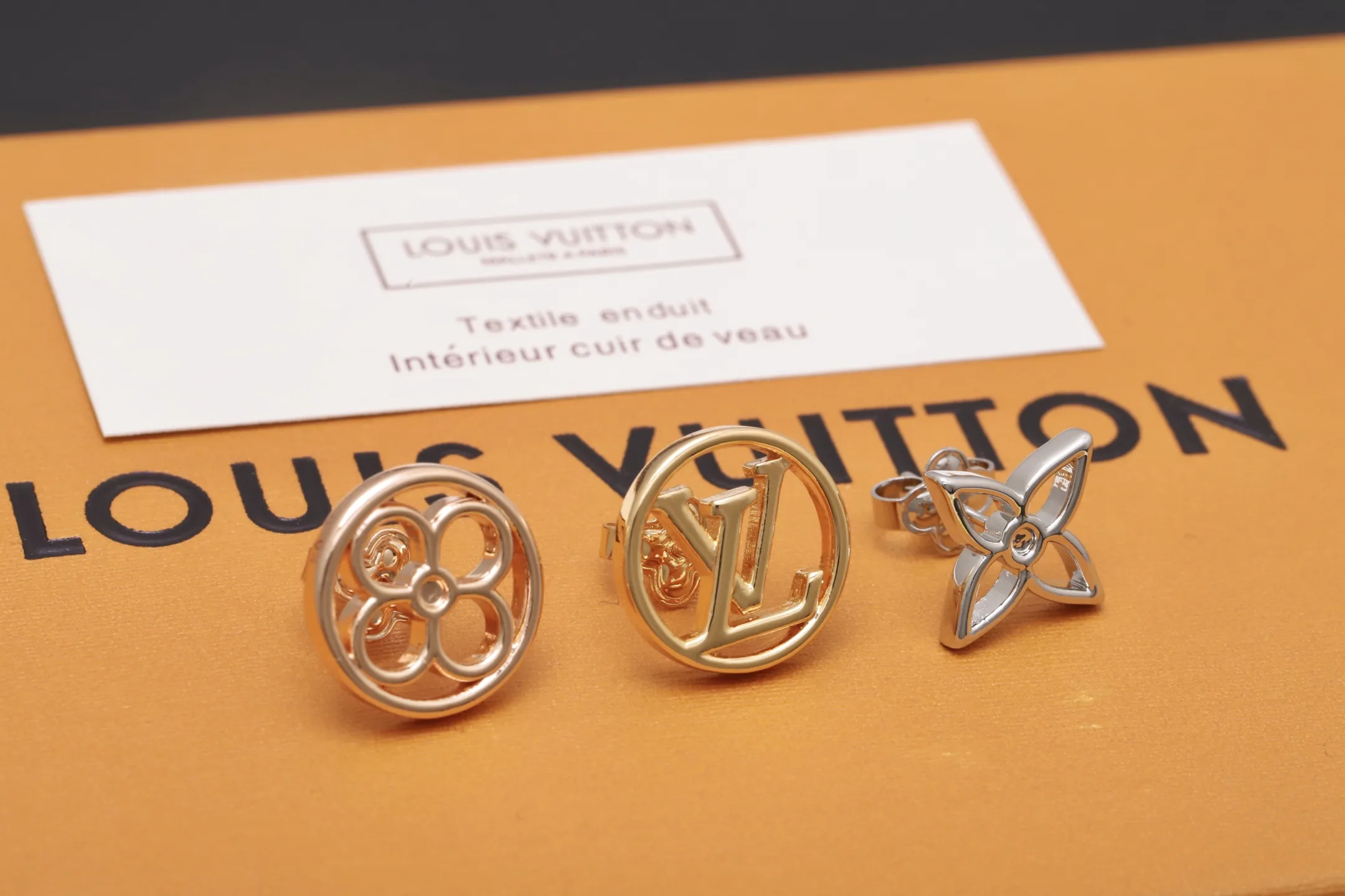 Lace Monogram Flower and LV Initials Earring Set D11517653 — view 3